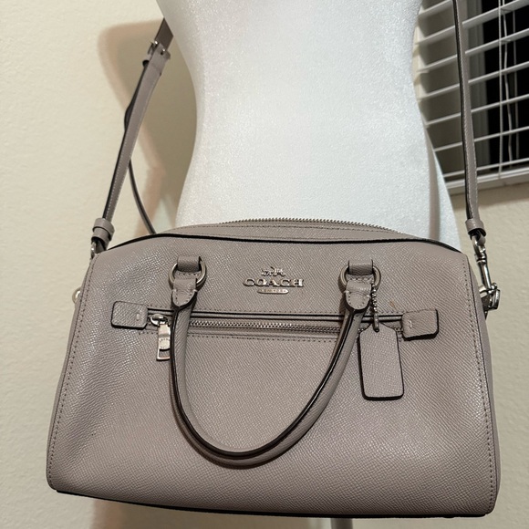 Coach Pebbled Leather Satchel in Light Gray - Picture 2 of 6